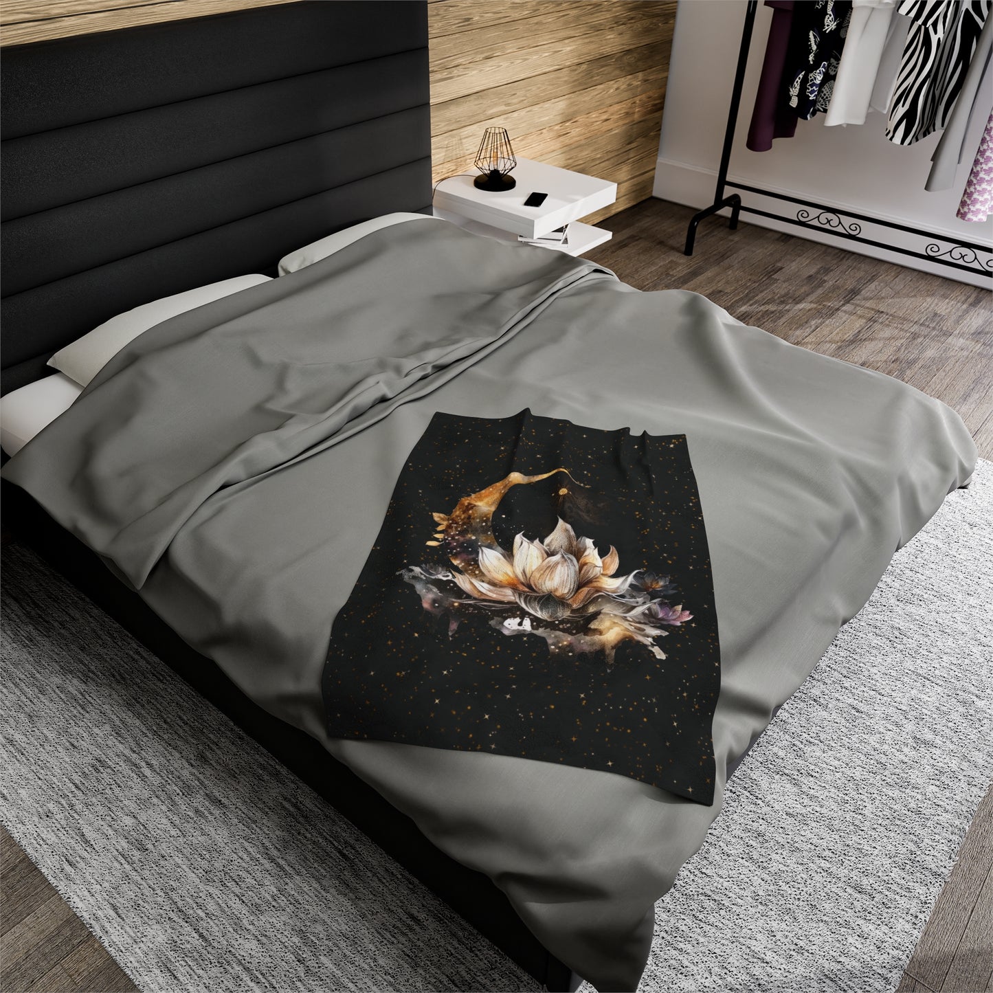 Lotus Moon Witchy Velveteen Plush Blanket