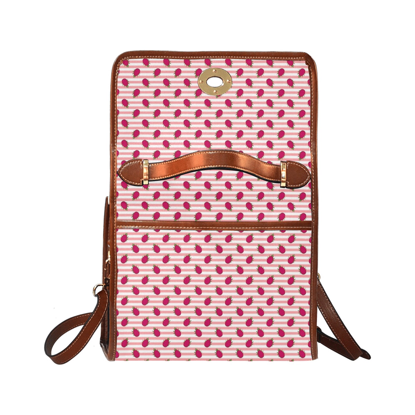 Pink Striped Dragon Fruit Pattern Canvas Purse, cross body bag