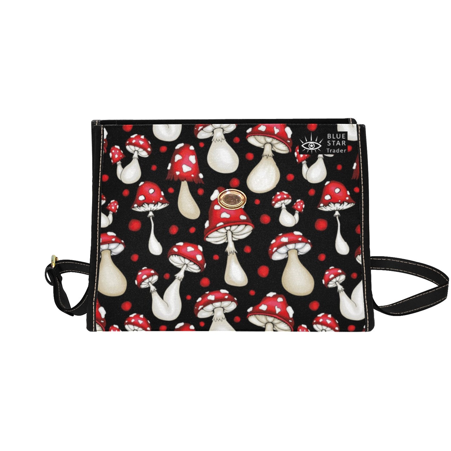 red and black mushrooms purse, cross body bag