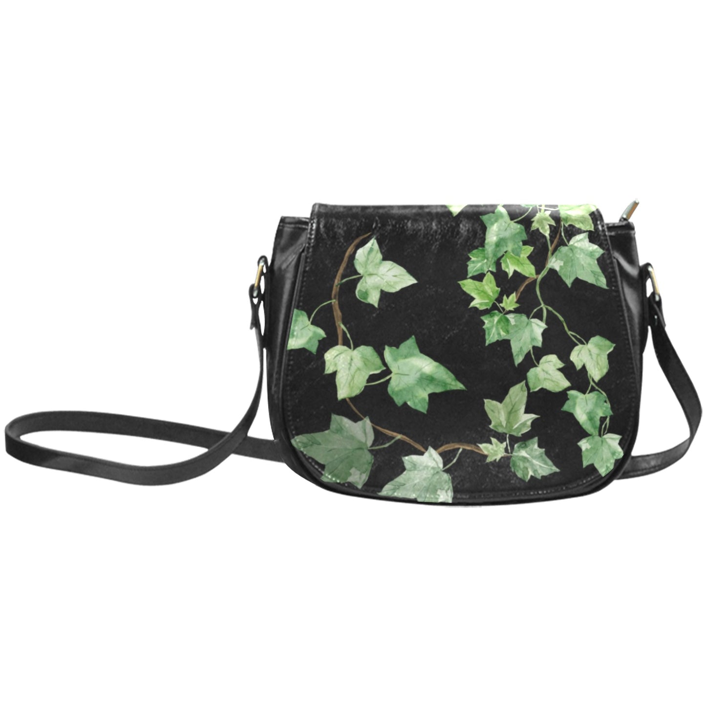 Black and Green Ivy Phases Cross Body Purse