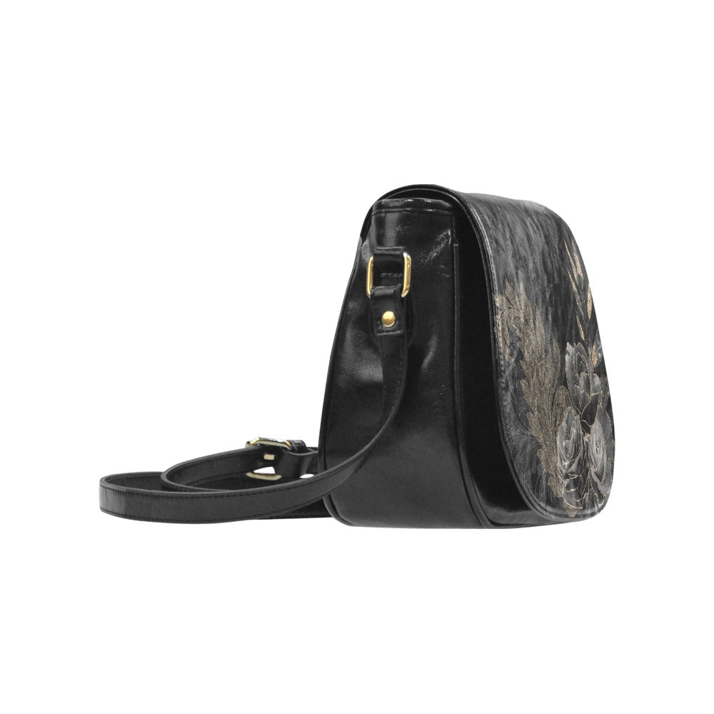 Goth Black Roses Saddlebag Purse