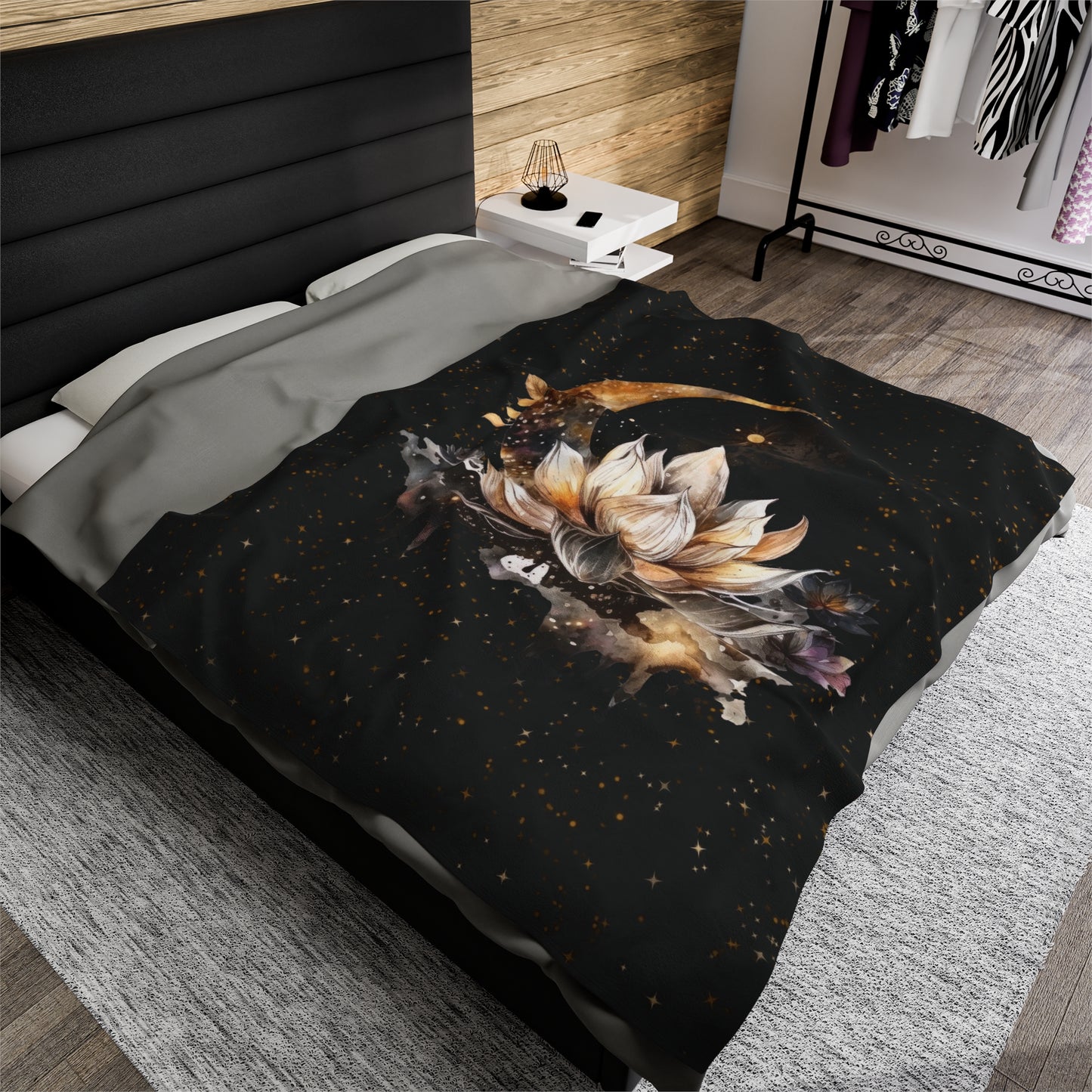 Lotus Moon Witchy Velveteen Plush Blanket