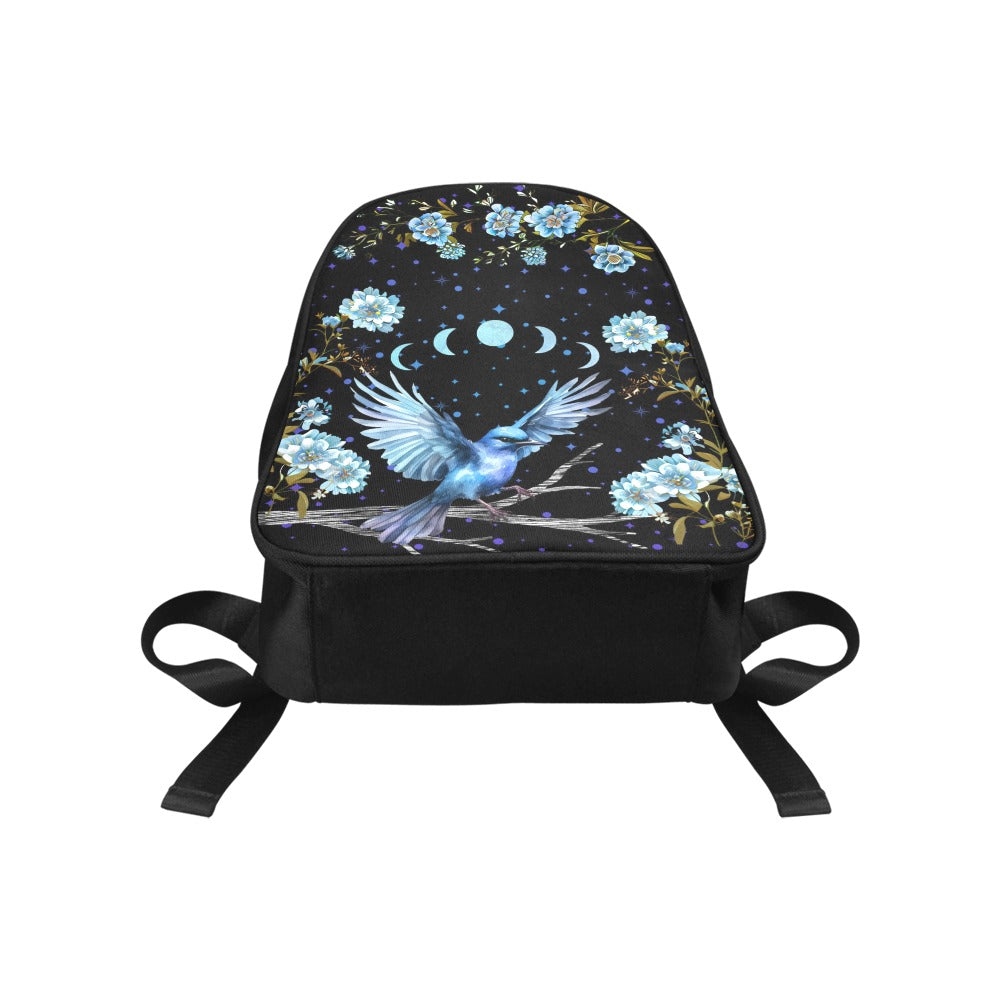 Blue Bird and Moon Phases Cottagecore Back Pack