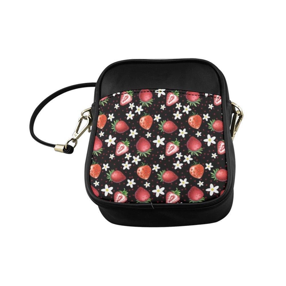 Cute Black Strawberries Mini Sling Bag Small Purse