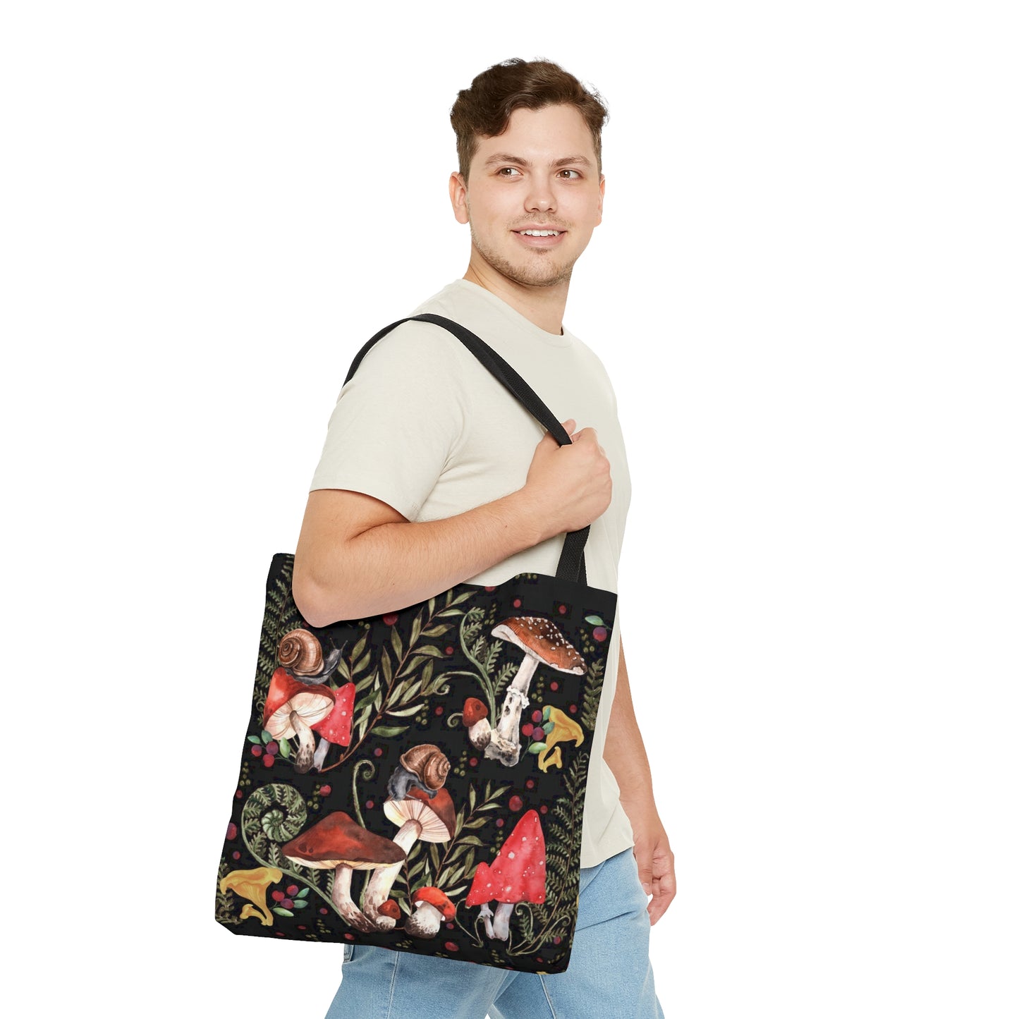 Red Mushrooms Tote Bag, Dark Academia Bag, Goblincore Bag, Witch Bag, Cute womens Tote Cottagecore