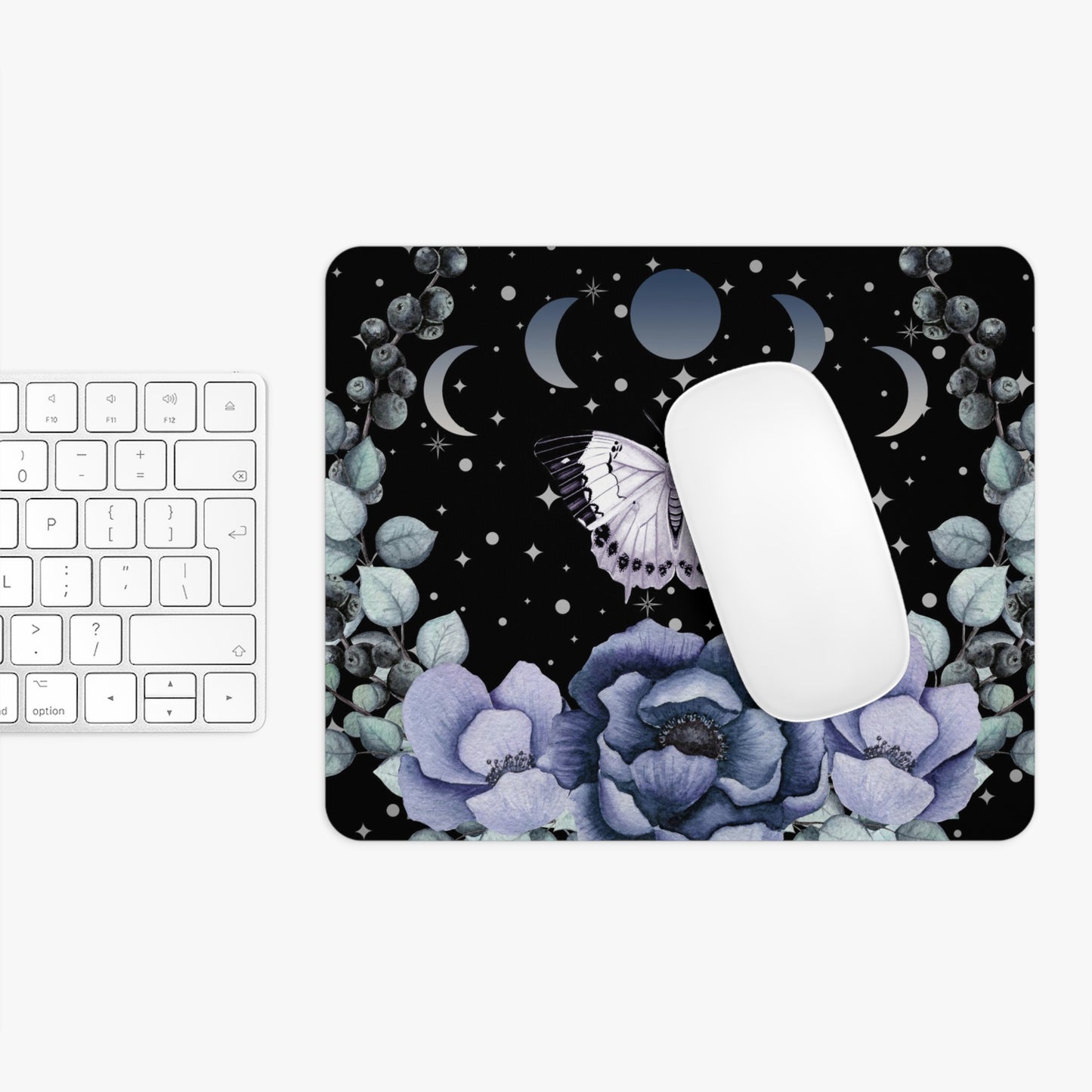 Twilight Butterfly Floral Round Mouse Pad