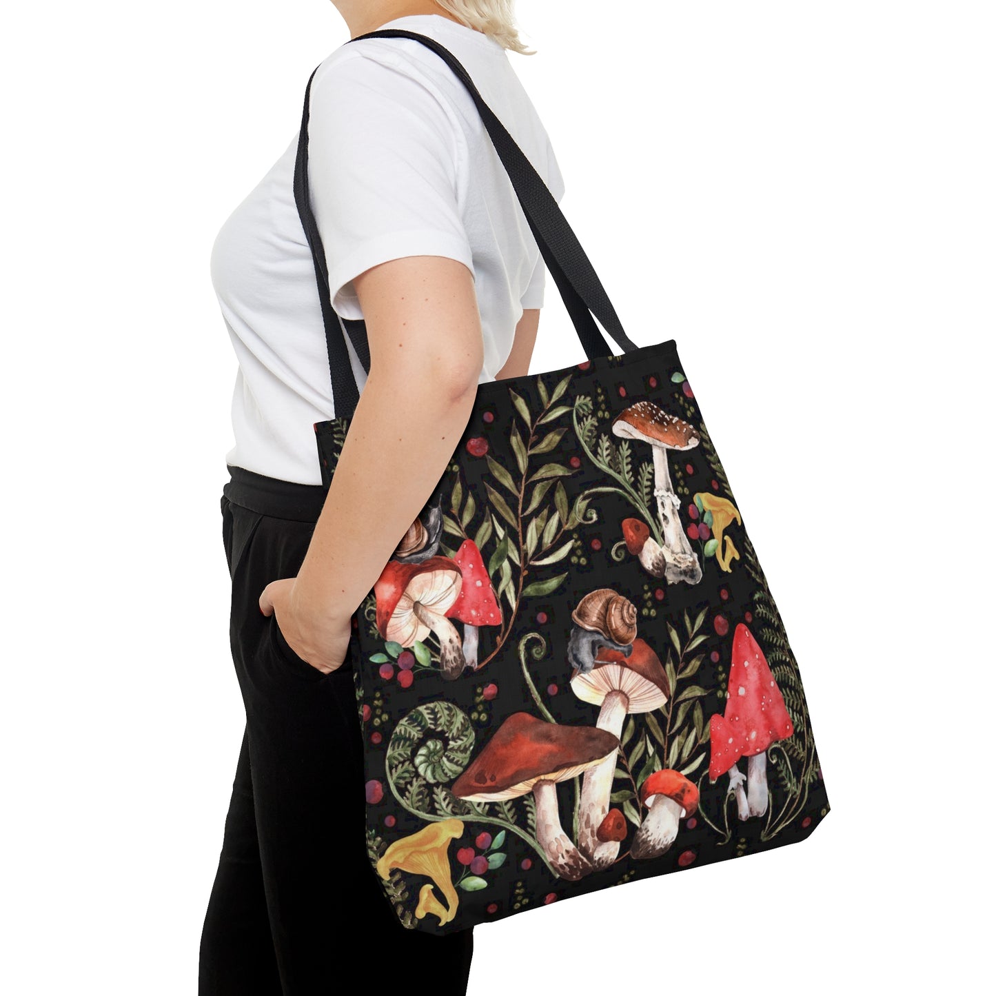 Red Mushrooms Tote Bag, Dark Academia Bag, Goblincore Bag, Witch Bag, Cute womens Tote Cottagecore