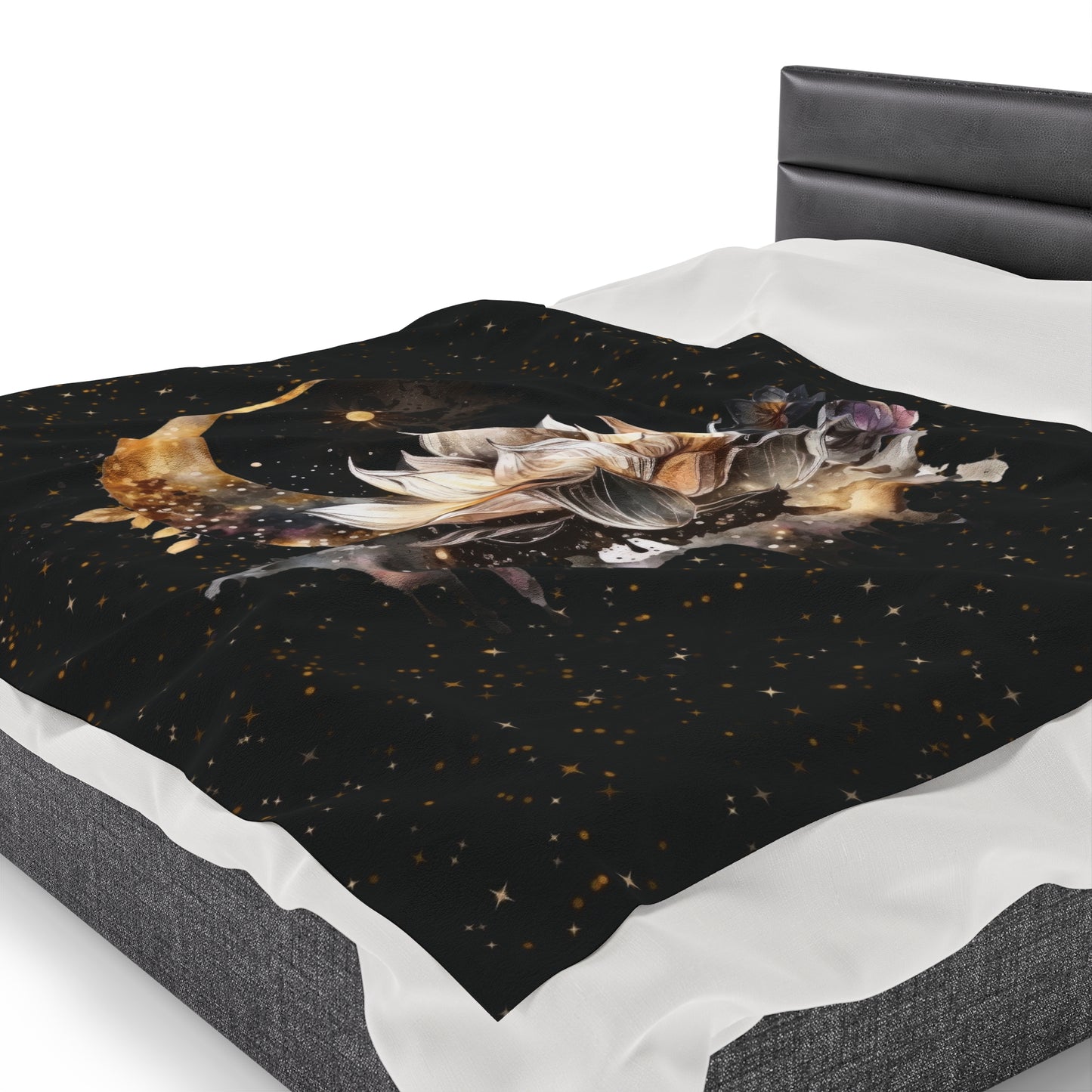 Lotus Moon Witchy Velveteen Plush Blanket