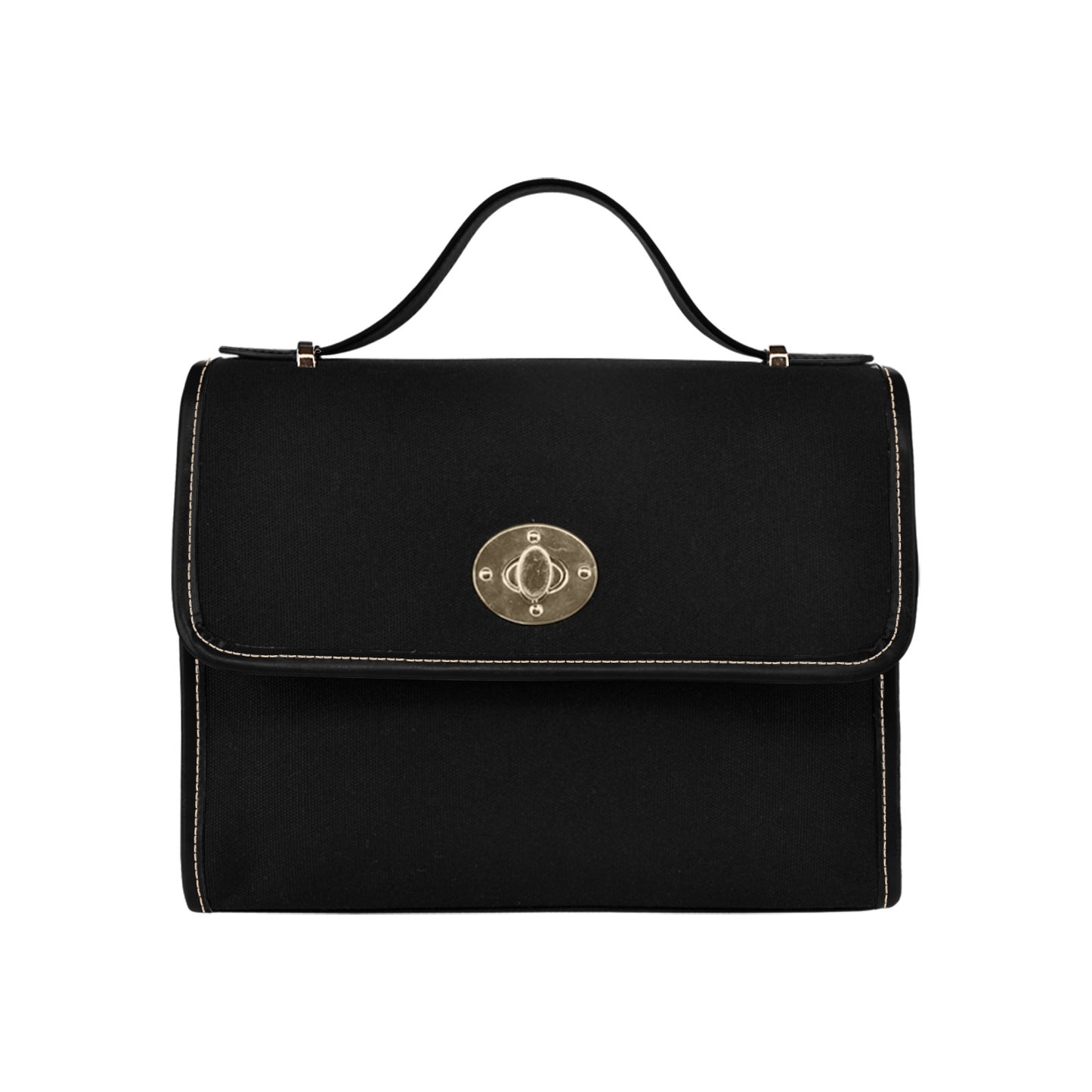 Plain Black Canvas Satchel Purse
