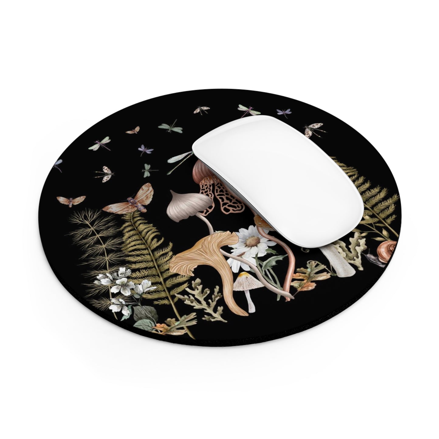 Cottage Mushrooms Mouse Pad (Round or Rectangle) Witchy Cottagecore Office Accessories