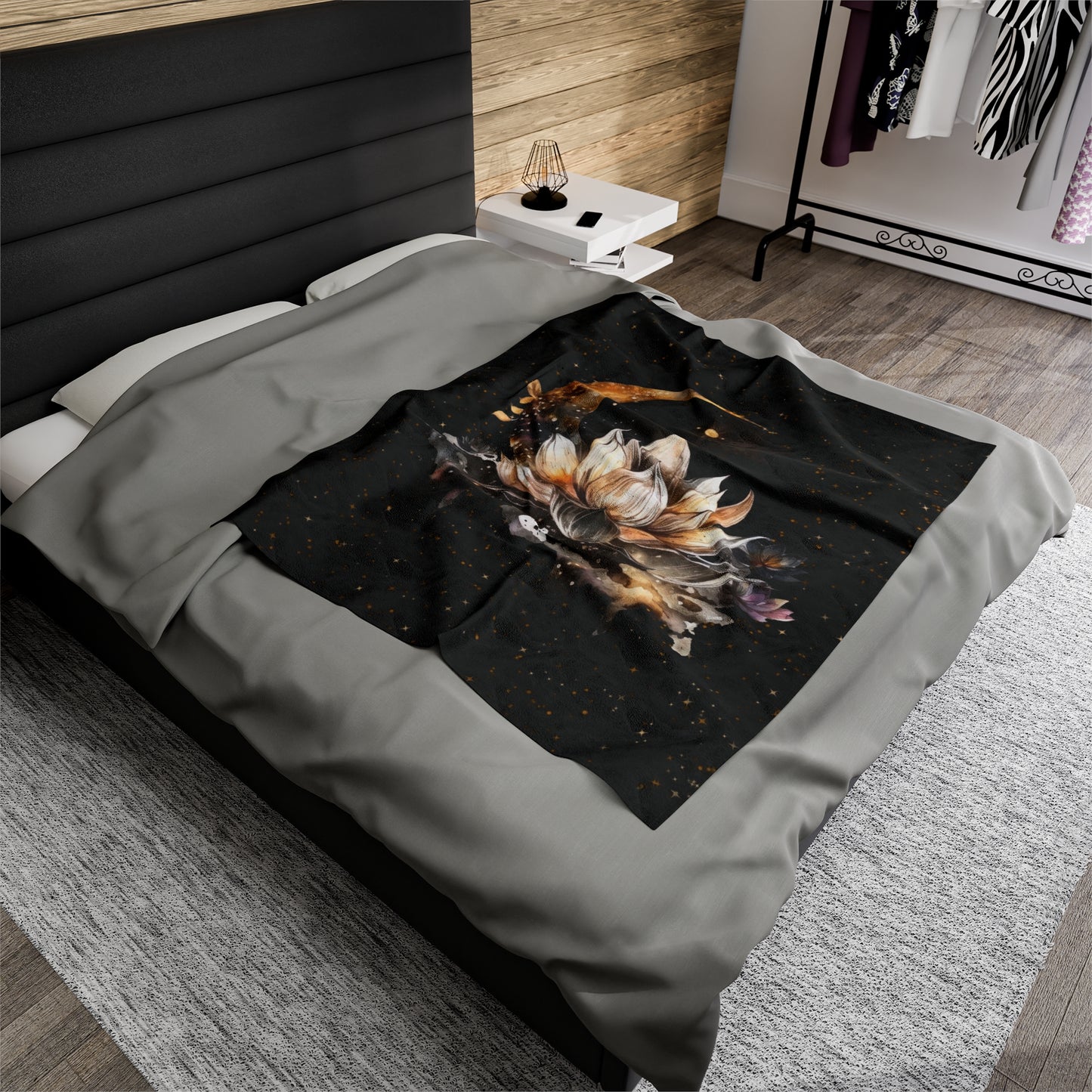 Lotus Moon Witchy Velveteen Plush Blanket