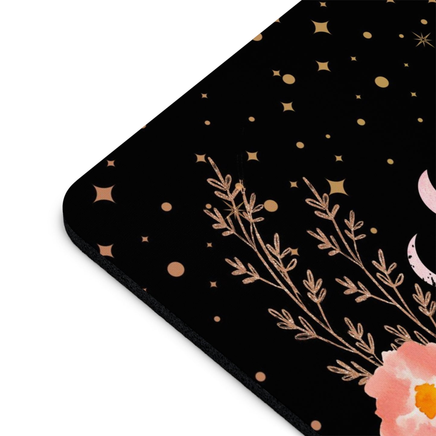 Orange Songbird Peach Flowers Mouse Pad (Round or Rectangle) Cute Floral Office Accessories