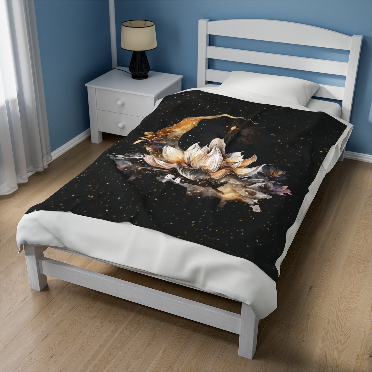 Lotus Moon Witchy Velveteen Plush Blanket