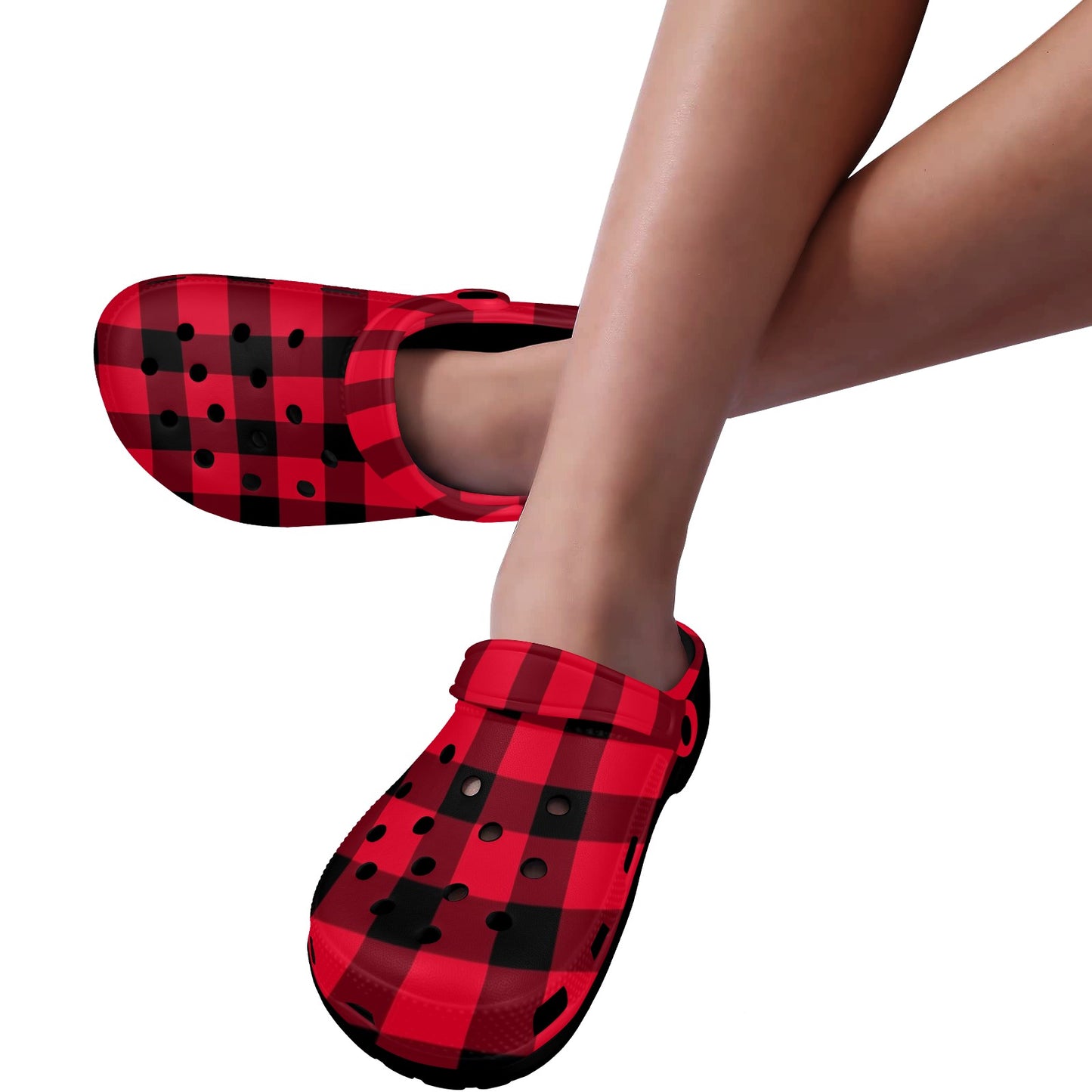 buffalo plaid adult clogs shoes