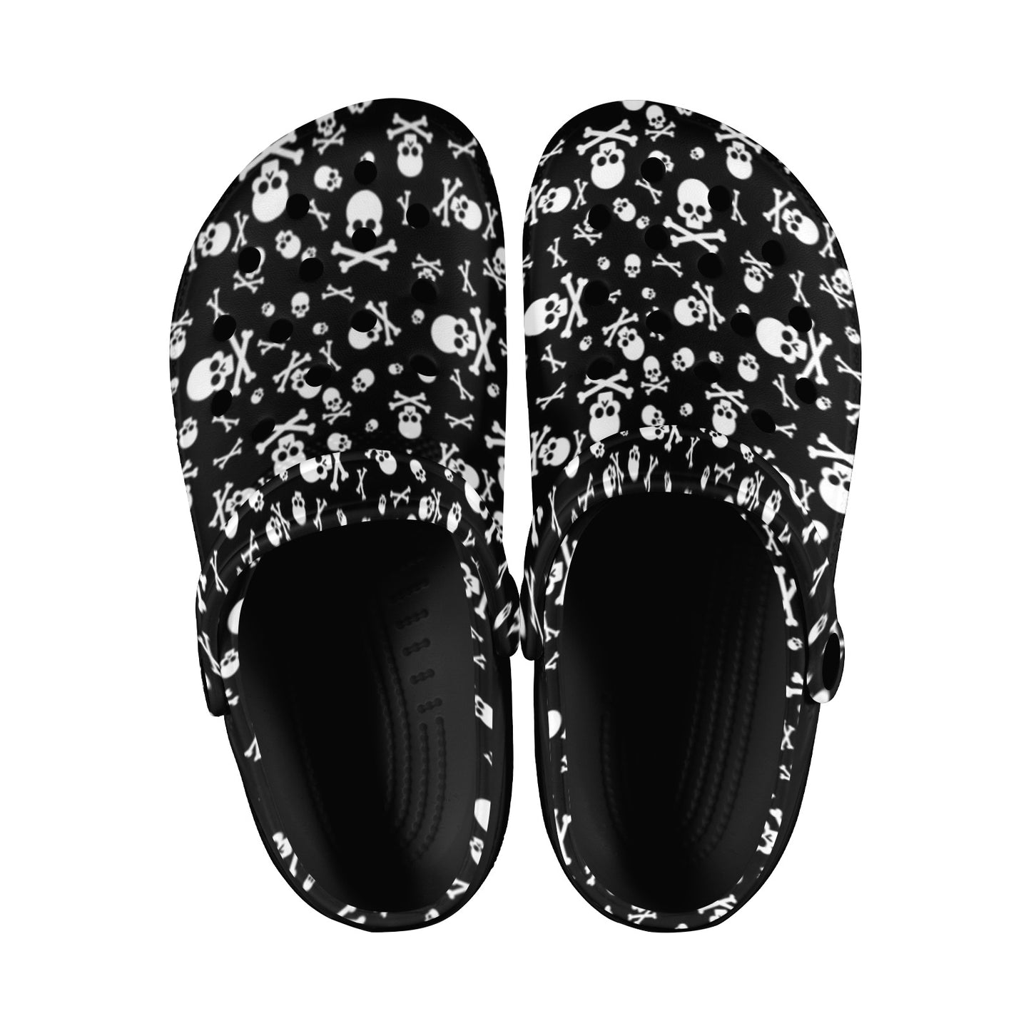 Skulls and Crossbones Clogs, Black Adult Shoes