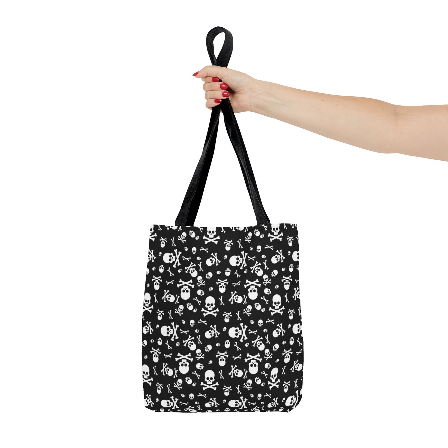 Skull and Crossbones Tote Bag, Goth Tote Bag, Polyester Canvas Tote Bag, Shopping Bag, Reusable Tote
