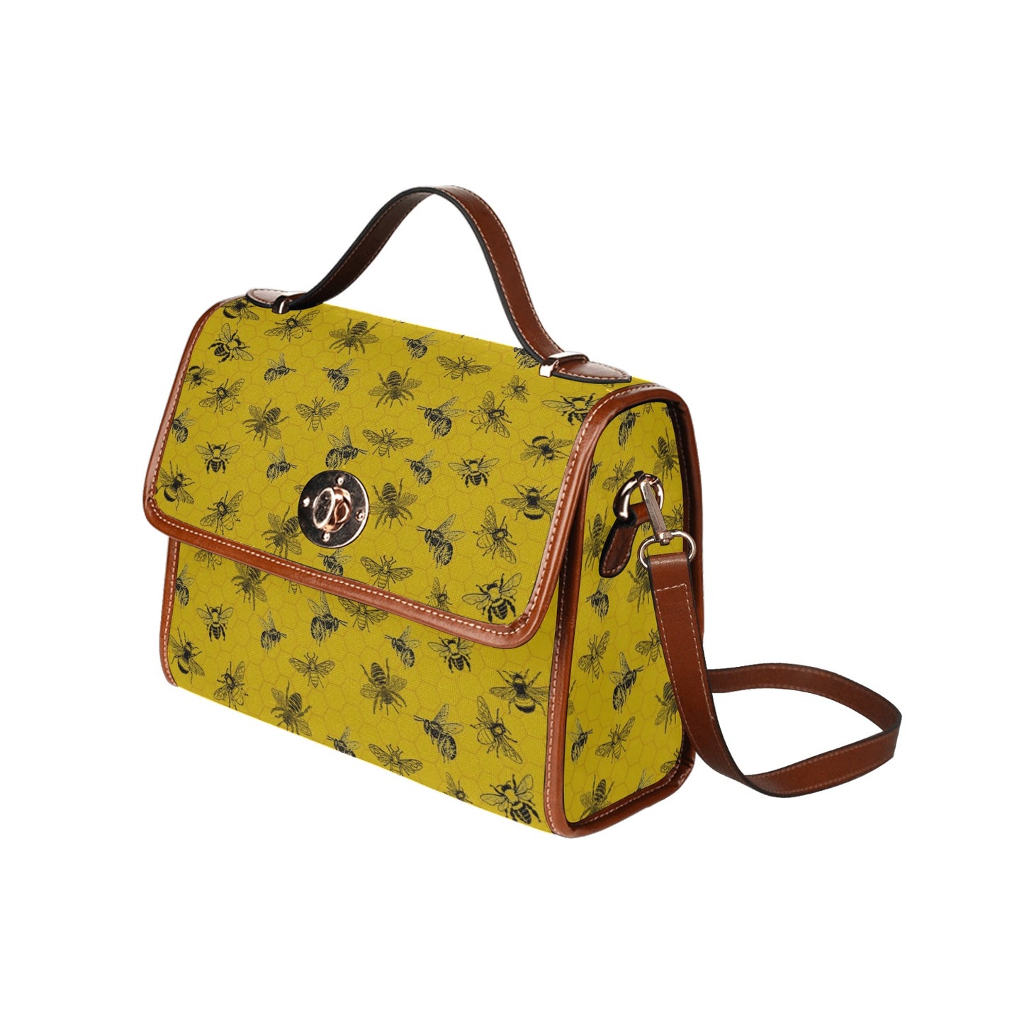Retro Yellow Honey Bee Canvas Satchel Bag Purse
