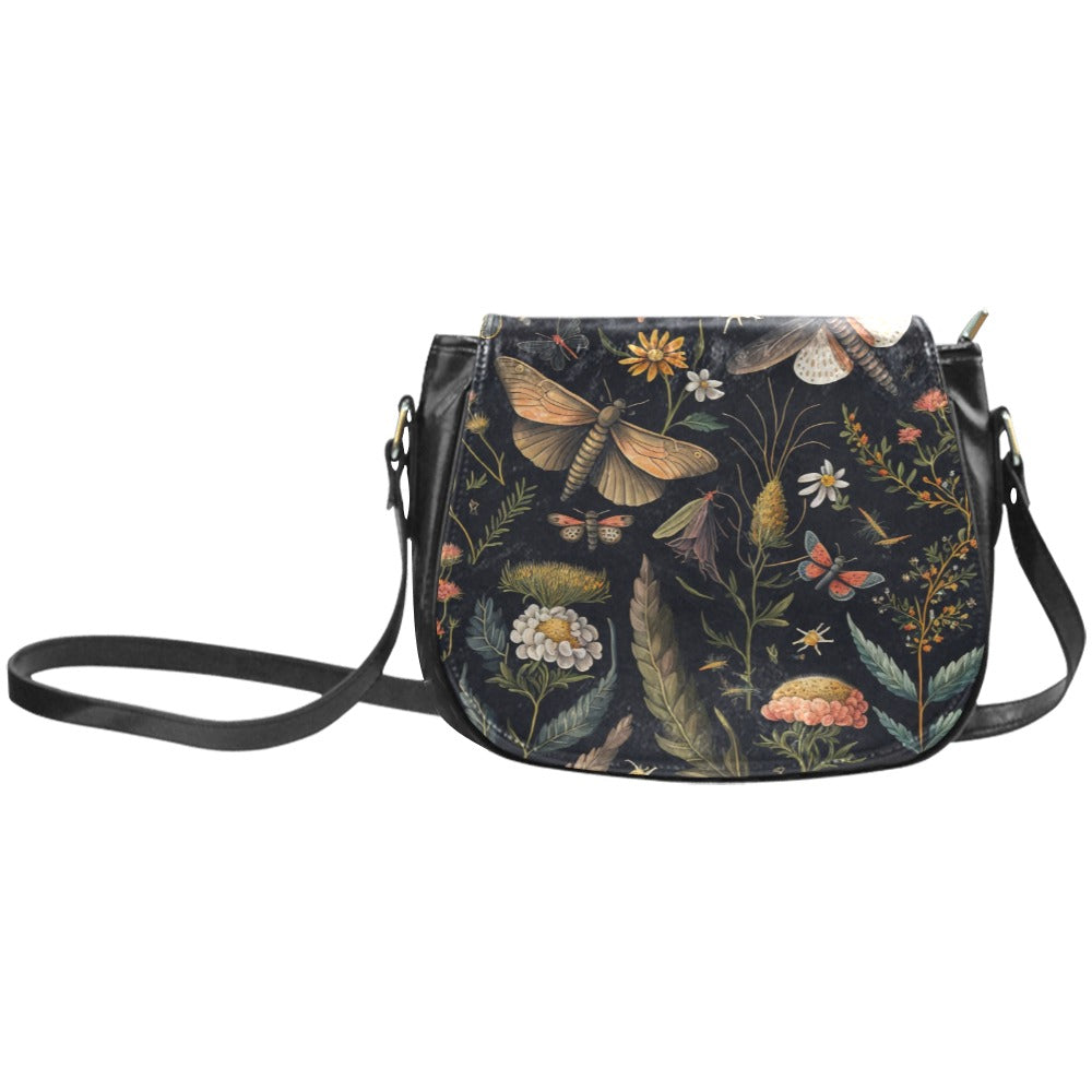 Botanical Moths Cross Body Purse, Saddle Bag