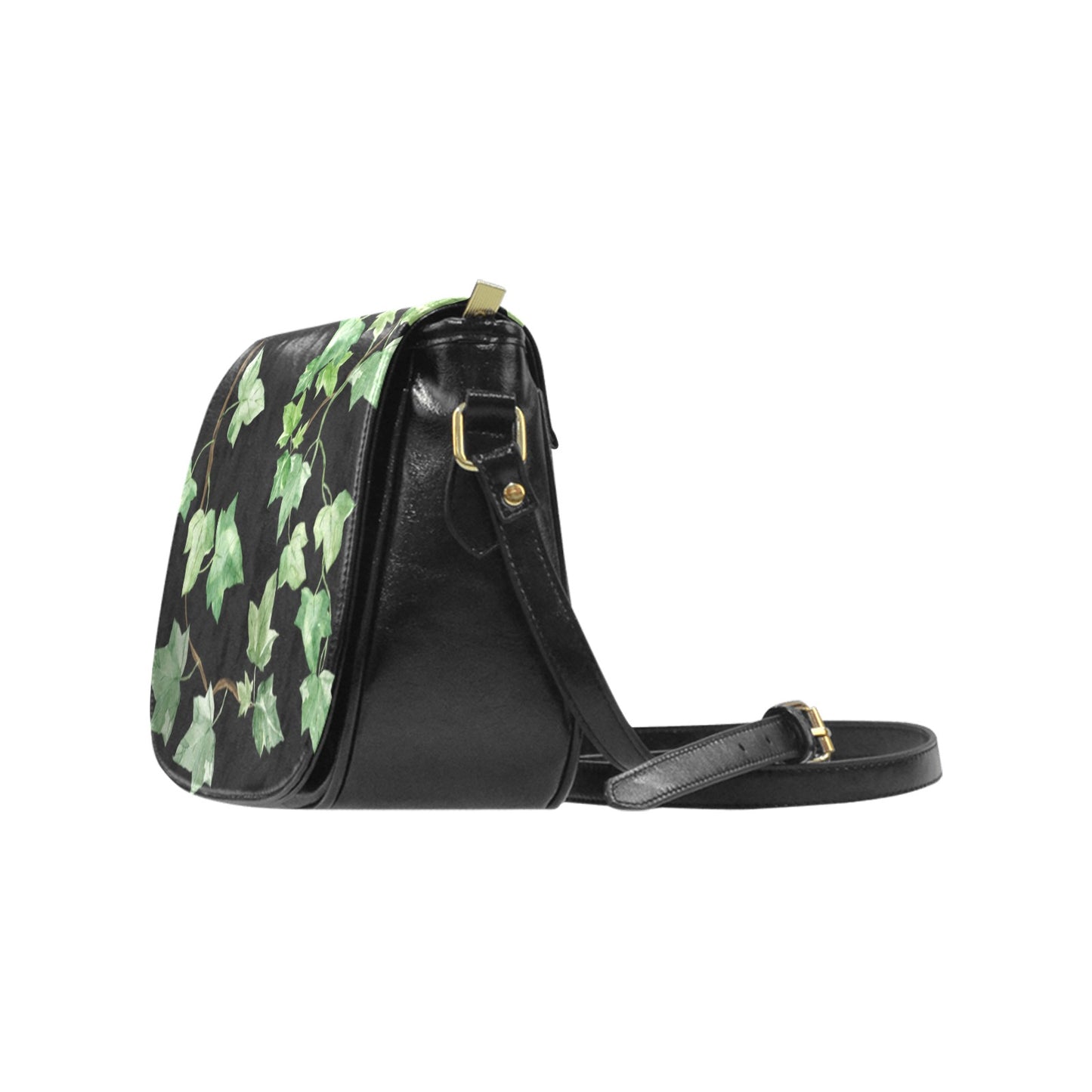 Black and Green Ivy Phases Cross Body Purse