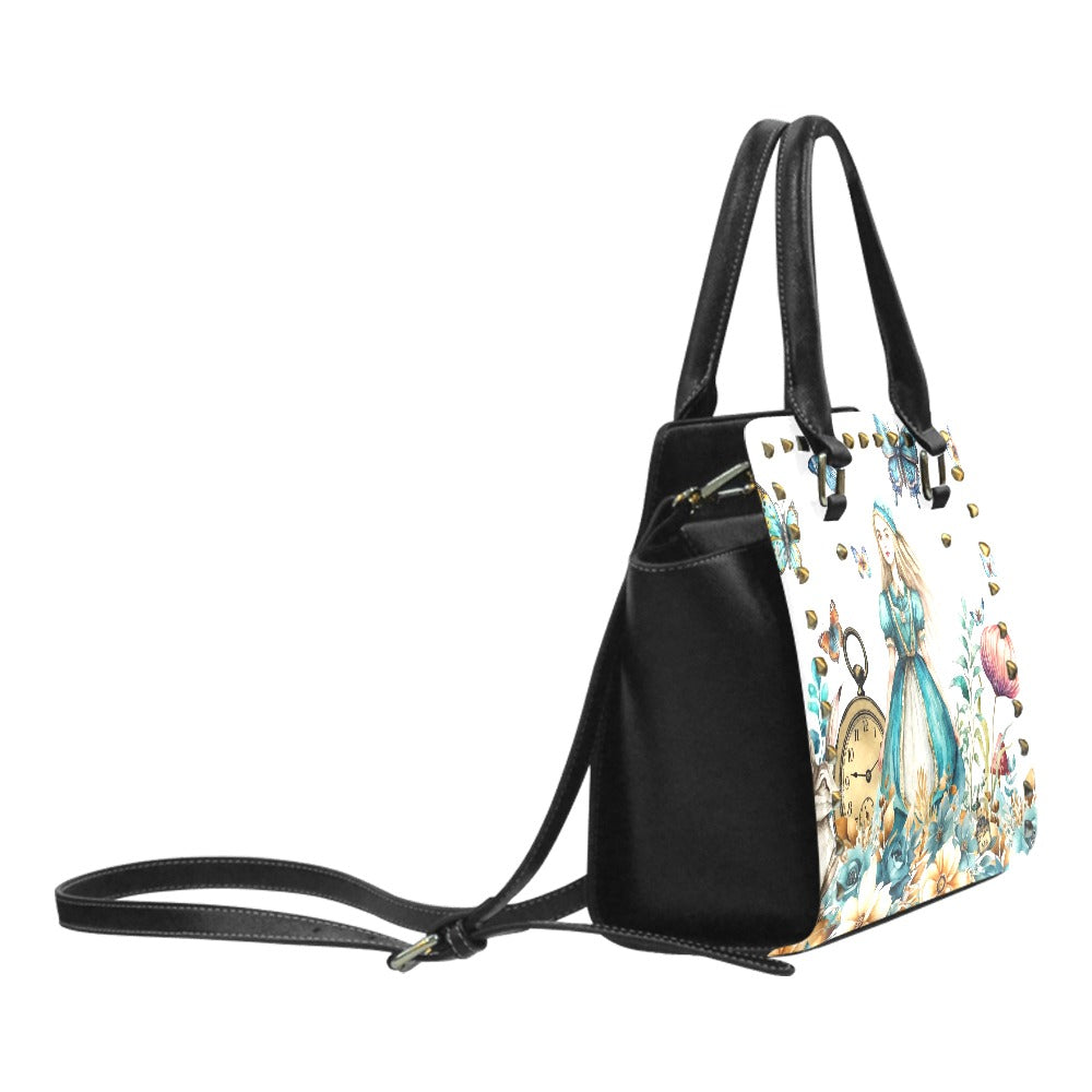 White Alice In Wonderland #21 Rivet Shoulder Bag