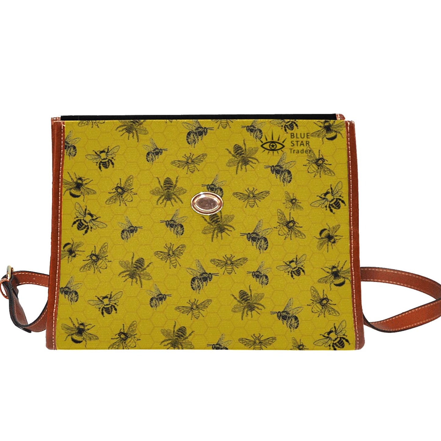 Retro Yellow Honey Bee Canvas Satchel Bag Purse
