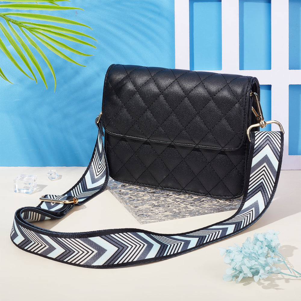 Blue Gray Zig Zag Purse Strap, Bag Strap | 31 - 51 Inch Guitar purse straps