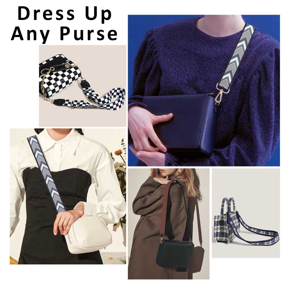 Blue Gray Zig Zag Purse Strap, Bag Strap | 31 - 51 Inch Guitar purse straps