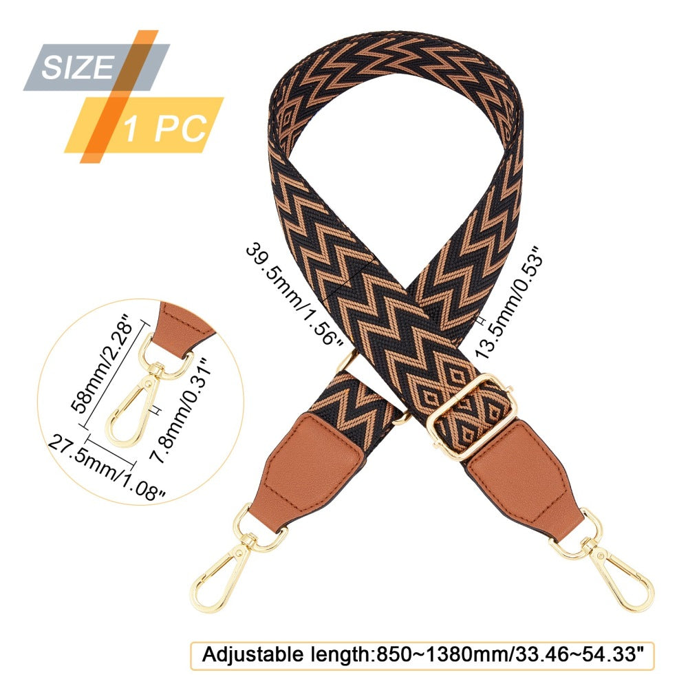 Brown Zig Zag Purse Strap, Bag Strap | 30-54 Inch Guitar purse straps
