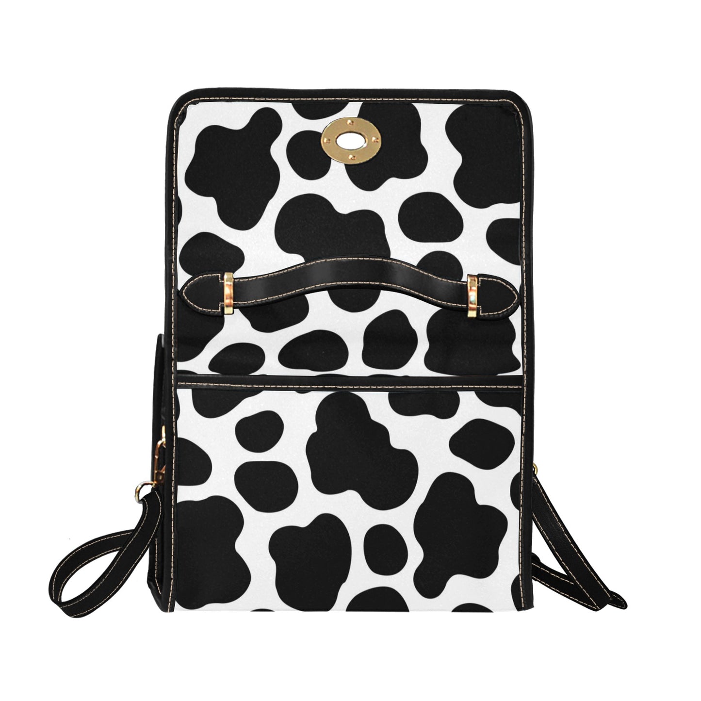 Cow Print Canvas Satchel Bag Purse, Cross Body Bag