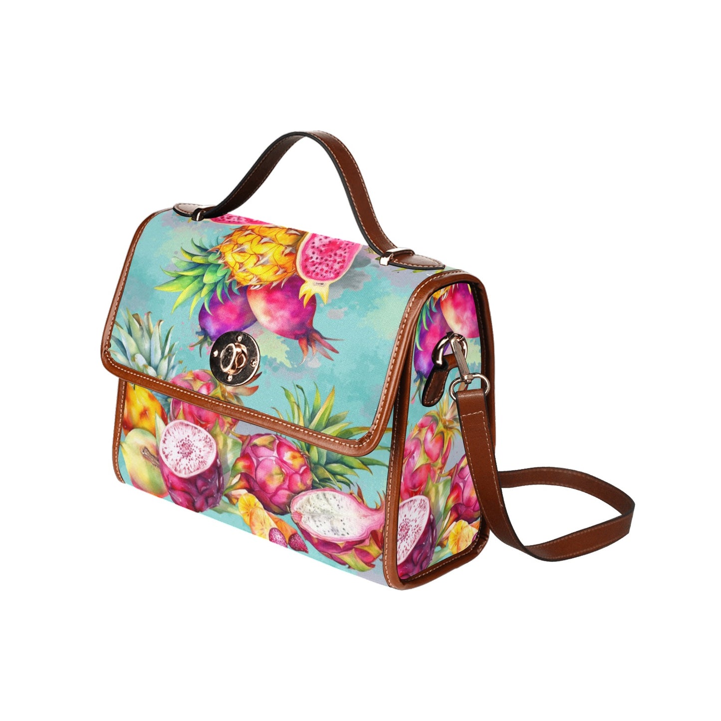 Colorful Dragon Fruit Purse, Canvas Satchel Bag