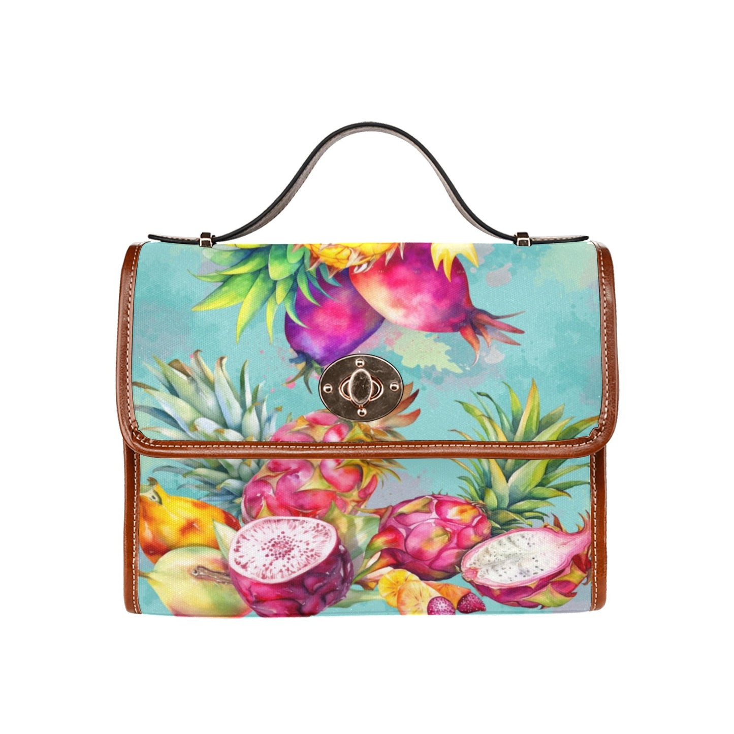 Colorful Dragon Fruit Purse, Canvas Satchel Bag