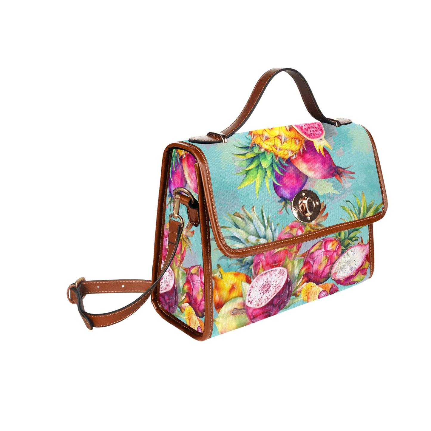 Colorful Dragon Fruit Purse, Canvas Satchel Bag
