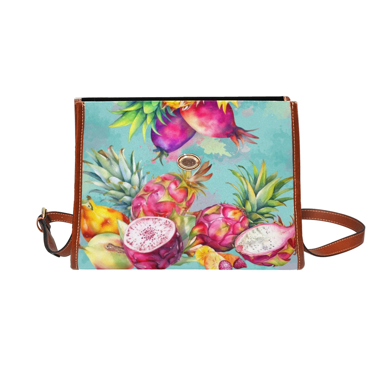 Colorful Dragon Fruit Purse, Canvas Satchel Bag
