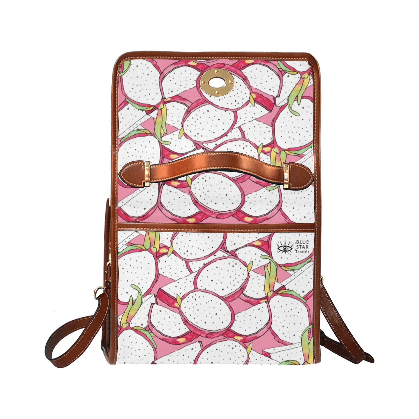 Cute Pink Dragon Fruit Purse, Canvas Satchel Bag