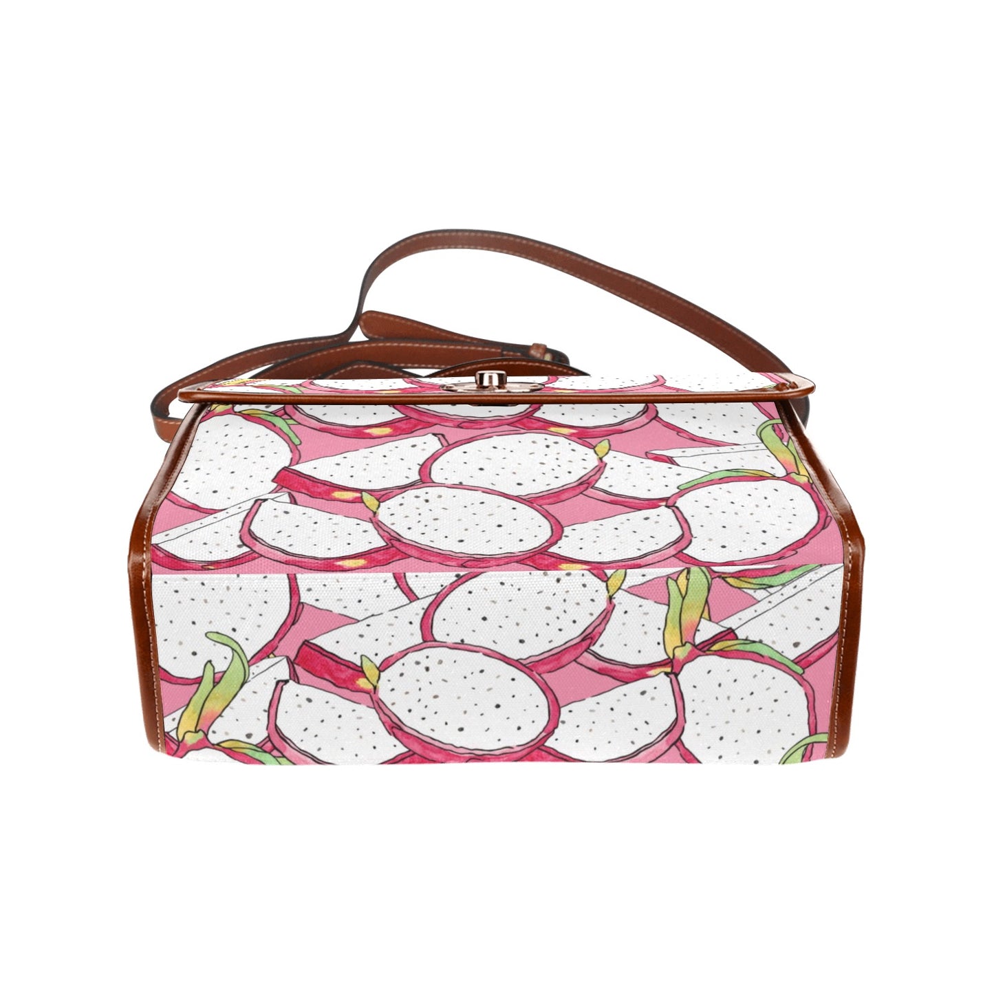 Cute Pink Dragon Fruit Purse, Canvas Satchel Bag