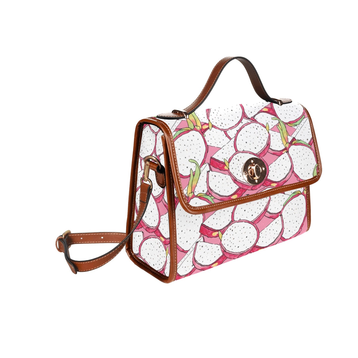 Cute Pink Dragon Fruit Purse, Canvas Satchel Bag