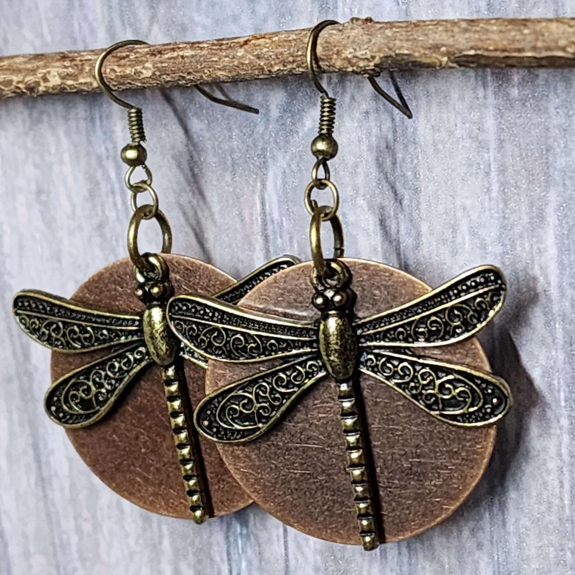 Mixed Metal Dragonfly Earrings