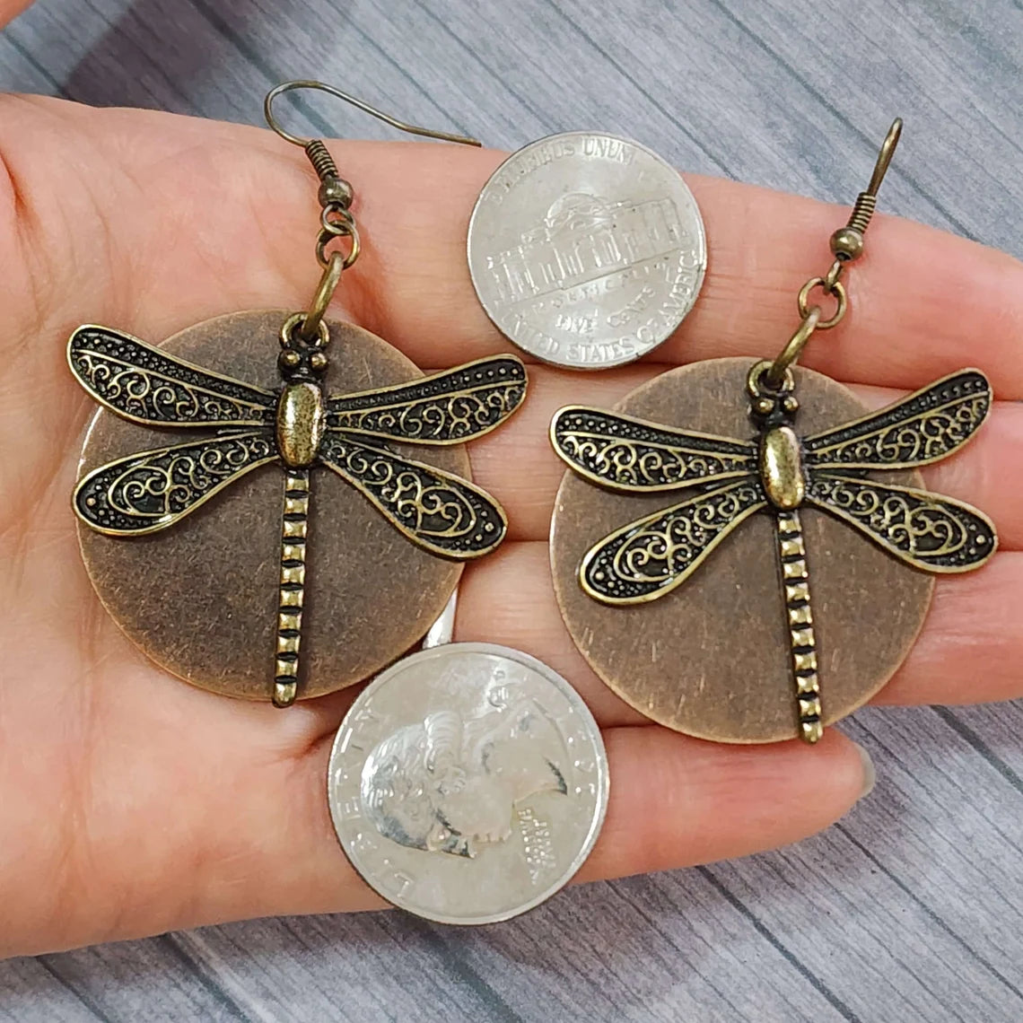Mixed Metal Dragonfly Earrings