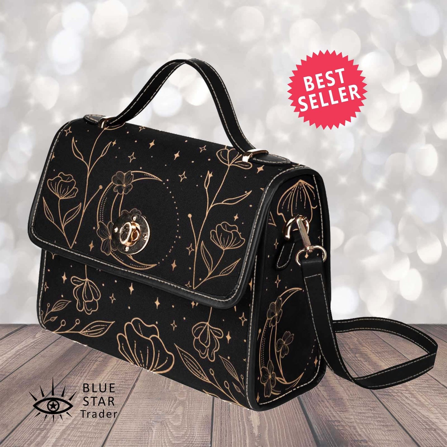 Moon Flowers Crossbody Purse Witchy Bag