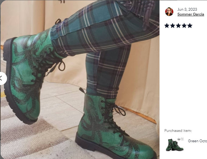 Green Octopus Vegan Steampunk Boots