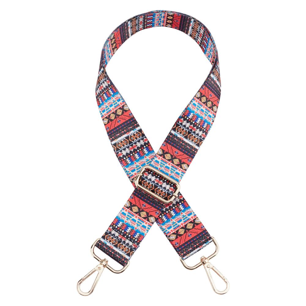 red blue multi colored purse strap, tribal adjustable length purse strap