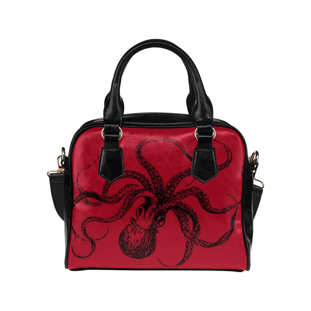 Red Octopus Purse, Goth Bowler Bag