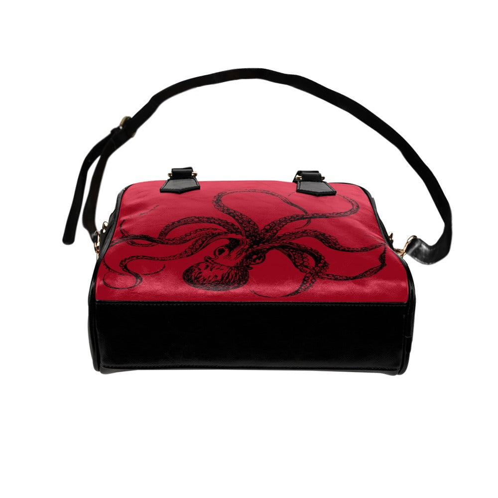 Red Octopus Purse, Goth Bowler Bag