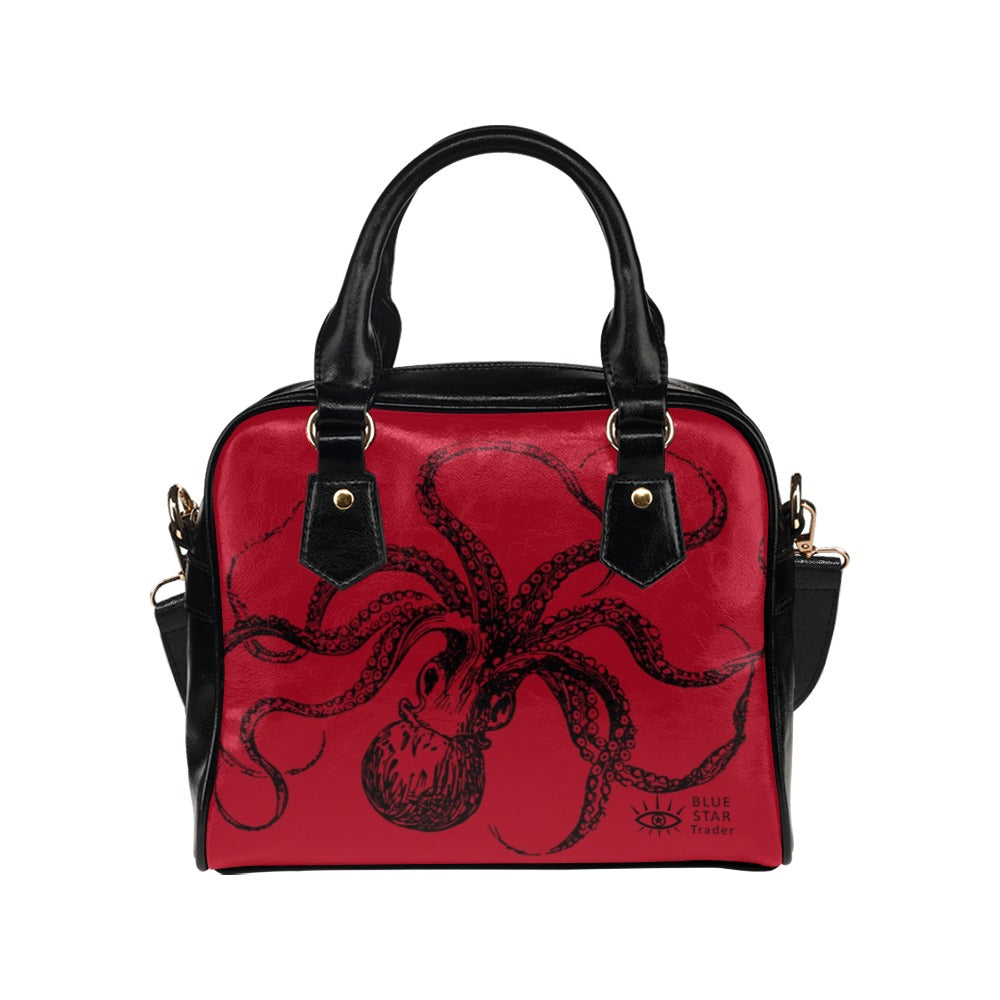 Red Octopus Purse, Goth Bowler Bag