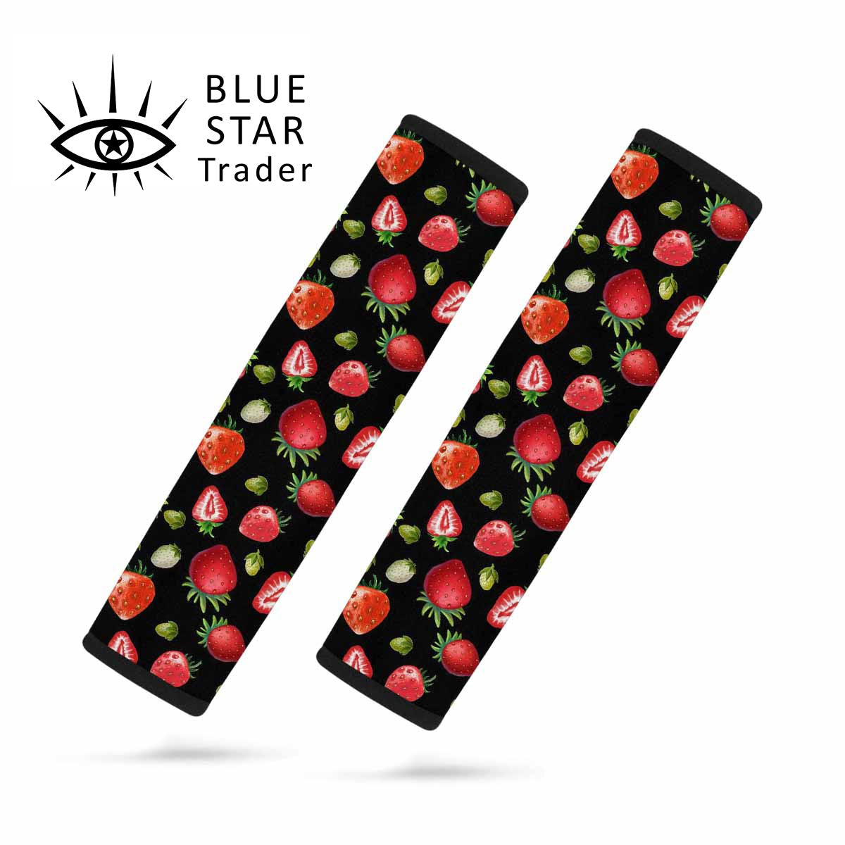 Black Strawberries Seat Belt Covers (Set of 2)