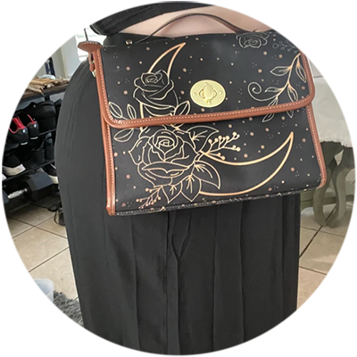Crescent moon floral canvas purse, witchy handbag, shoulderbag