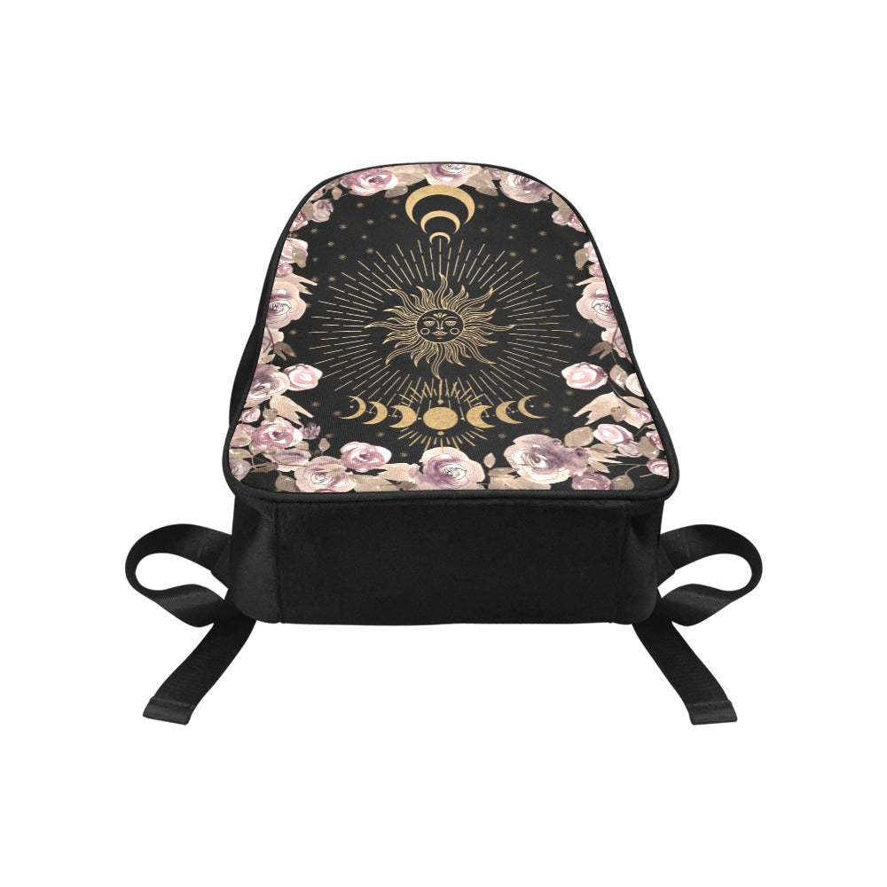 Sun, moon phases, pastel roses back pack