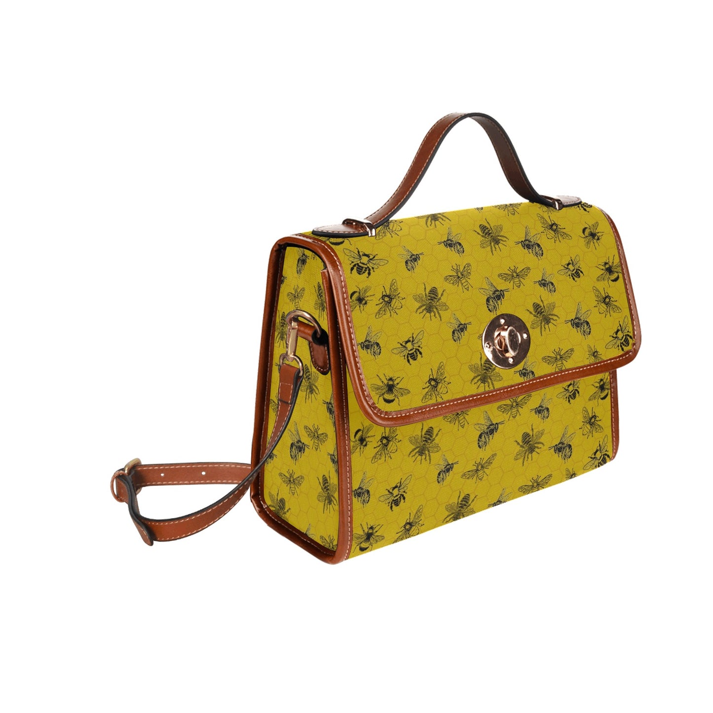 Retro Yellow Honey Bee Canvas Satchel Bag Purse
