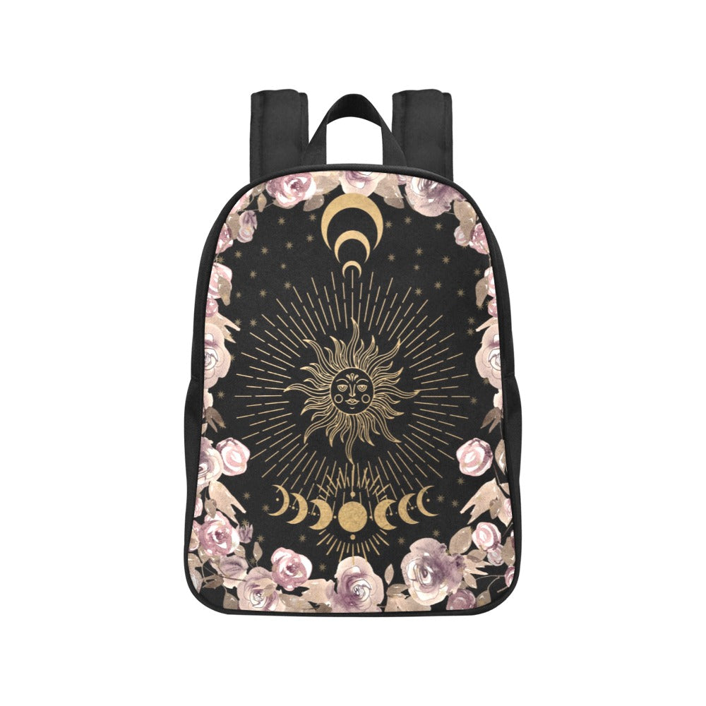 Sun, moon phases, pastel roses back pack