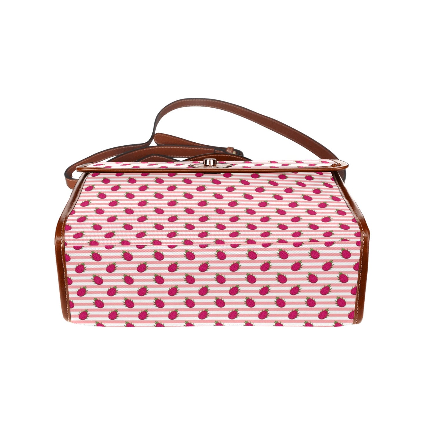 Pink Striped Dragon Fruit Pattern Canvas Purse, cross body bag